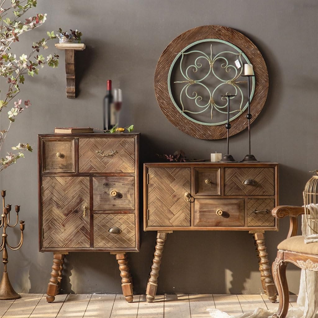 Amazon.co.jp: サイドボード レトロ無垢材チェストリビングルーム